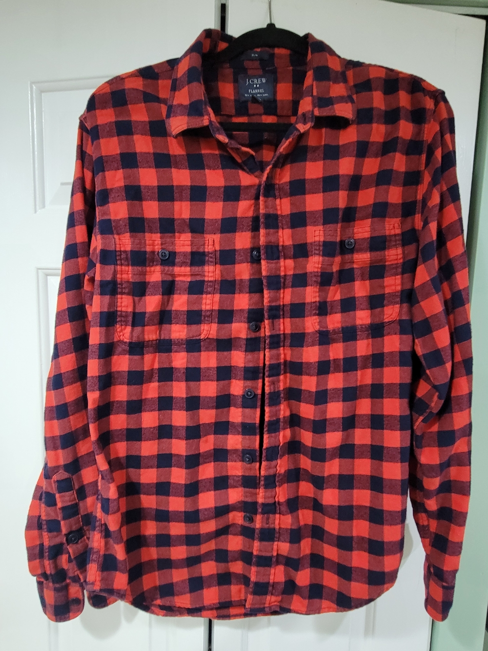 J. Crew Men’s Red & Navy Flannel Button-Down Fitted Shirt